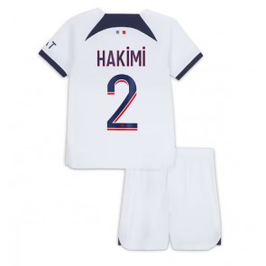 Paris Saint-Germain Achraf Hakimi #2 Bortaställ Barn 2023-24 Kortärmad (+ Korta byxor)